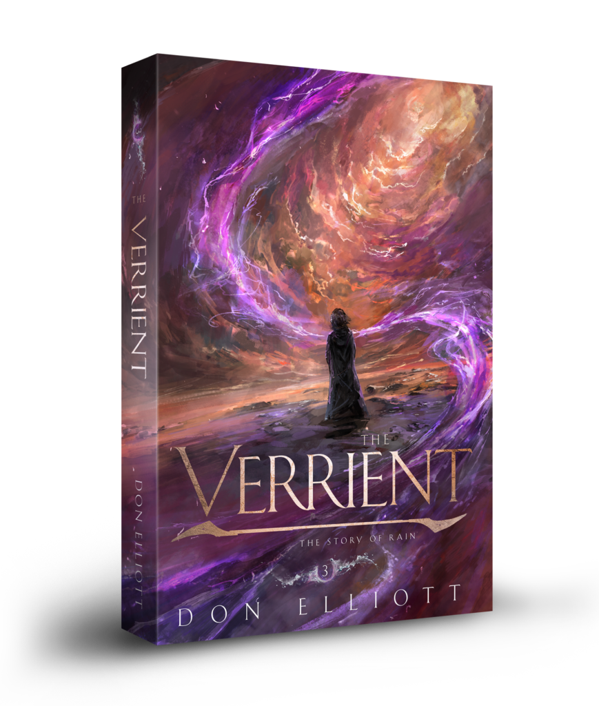 3D mockup of the book titled The Verrient